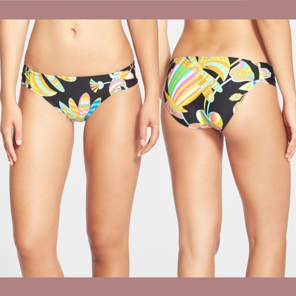 NWD Trina Turk [‎ 4 ] Tahitian Floral Shirred Side Hipster Bikini Bottom - Picture 1 of 14
